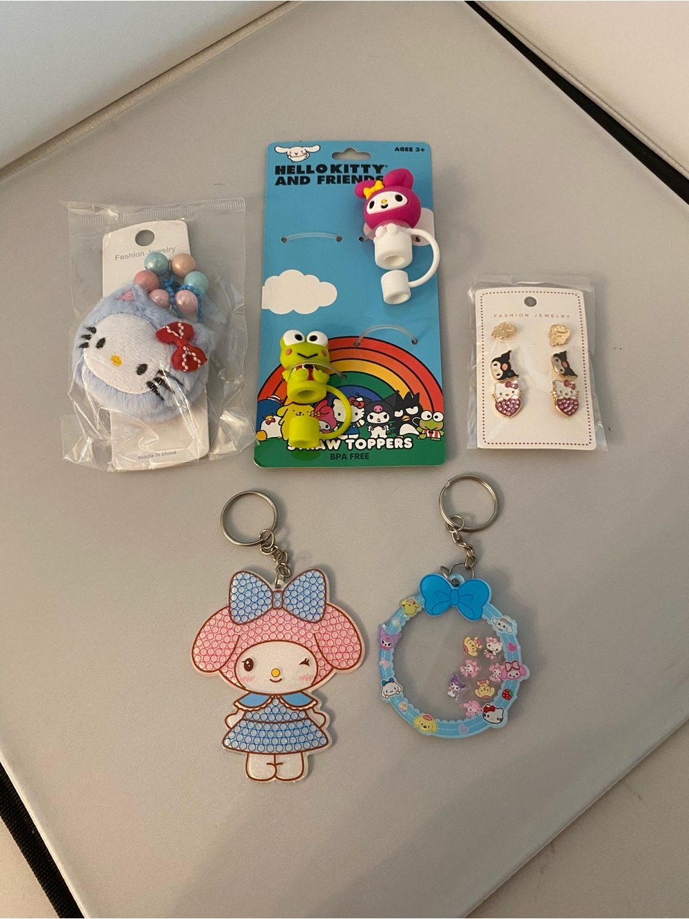 NWT Hello Kitty & Friends Bag Charm,Key Chains,Earrings,Straw Toppers